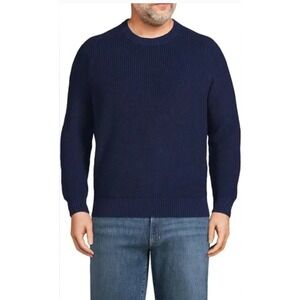 Lands End Mens Drifter Sweater Navy Blue Cotton Size XL Normcore Cabincore